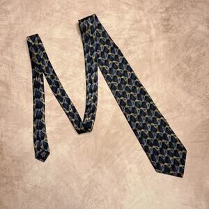 Vintage 90s Christopher Reeve Collection Ted Danson Drawing Hand Tie Graphic Art